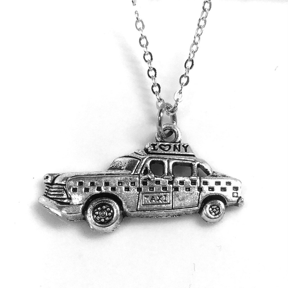 Miniature New York Taxi Car Charm Necklace